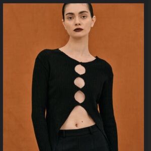 Black Cut-Out Knit Top